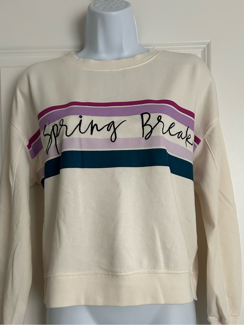 Loft Cream 'Spring Break' Crewneck Sweatshirt Size Small